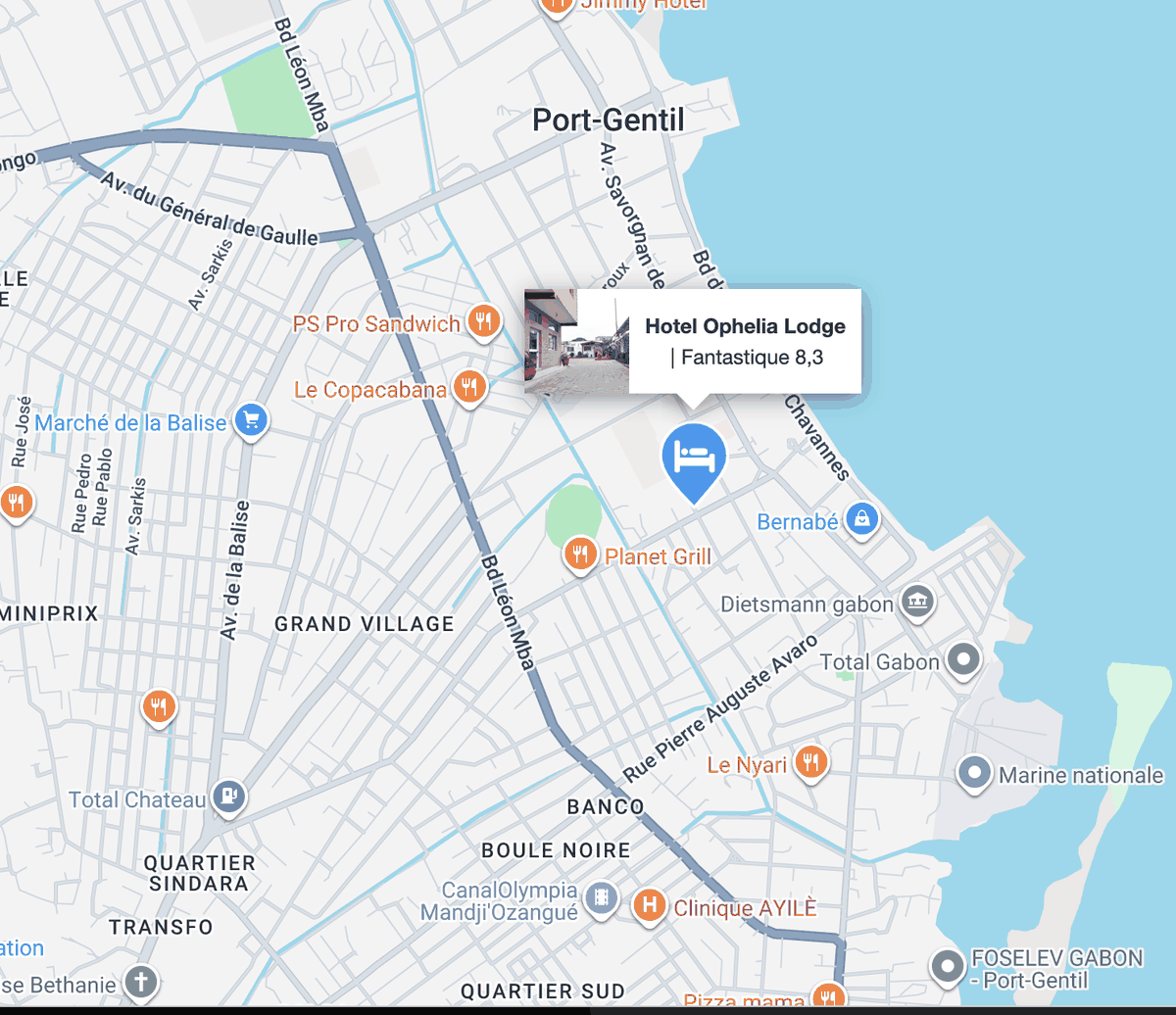 Carte de localisation d'Ophelia Lodge à Port-Gentil