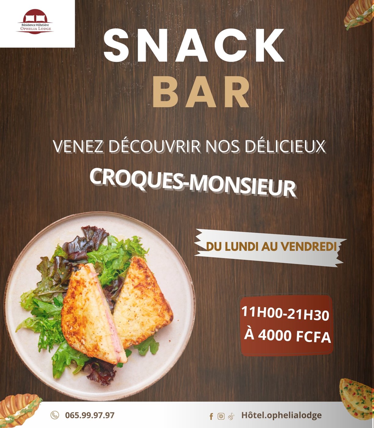 Flyer du Snack Bar Ophelia Lodge